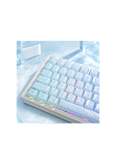Leaven 128 Tuş Pbt Keycap Seti - Karbon Fiber Şeffaf Cherry Mx Uyumlu Rgb Klavye Tuşları - Mavi