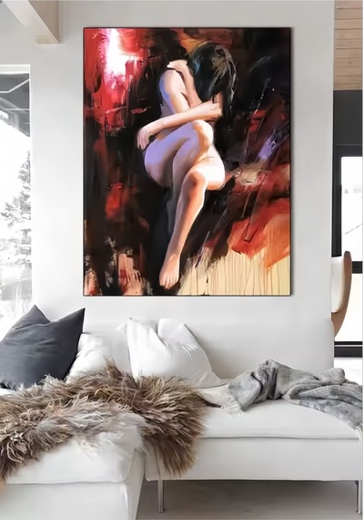 Nude Büyük Boy El Yapımı Yağlı Boya Tablo 87x105cm