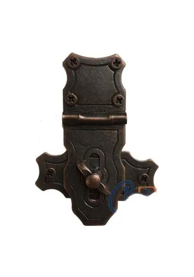 Dekoratif Anahtarlı Sandık Askısı - 40x55mm, Oksit, 100 Adet Sarı