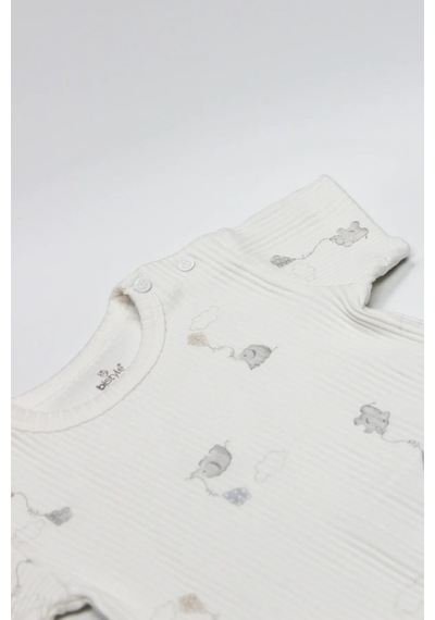 Bistyle Flying Elephant Yarım Kol 2'li Body 17116 Ekru Gri Ekru - Gri