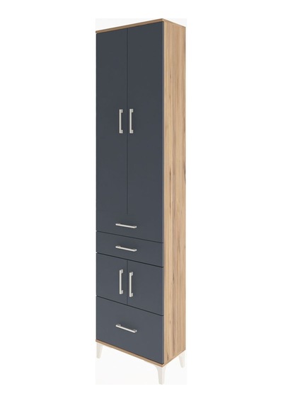 Arges Dolap 5 Raflı 3 Çekmeceli 4 Kapaklı 60x30x243 Çam-antrasit Çam