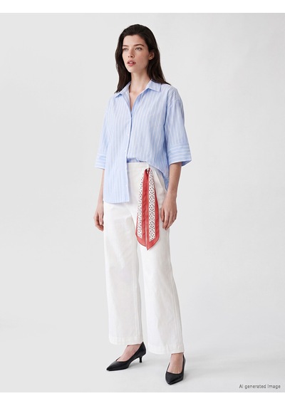 Lcw Comfort Beyaz Beli Fularlı Geniş Paça Kadın Pantolon