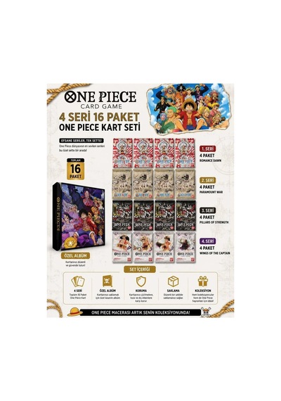 Cantex Tech One Piece Oyun Kartı Özel 4 Seri Bir Arada 4 Paket + Saklama Albümü