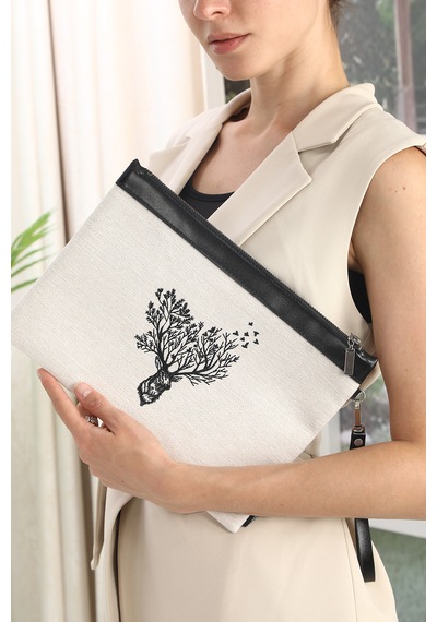 Ju Yaratıcı Tasarım Nakışlı İşlemeli Portföy Ve Clutch Çanta