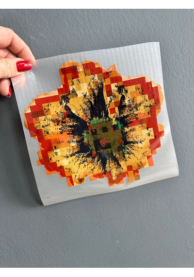 Ütü İle Yapışan Kahverengi Çiçek Transfer Baskı Arma 20x19 Cm