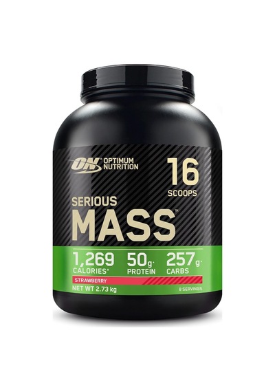 On Optimum Nutrition Serious Mass Çilek Aromalı 2.73kg 8 Servis Ahududu