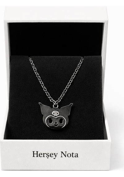 Unisex Kurukafa Kedi Figürlü Metal Kolye Gümüş Renk 60 Cm Çok renkli