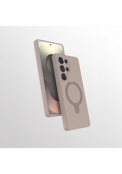 Samsung Galaxy Uyumlu S25 Ultra Kılıf Kablosuz Şarj Özellikli Standlı Samara Kapak Desert Gold