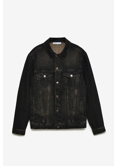 Grimelange Jerıcho Erkek Rinse Denim Rahat Geniş Kesim %100 Pamuk Yüksek Kalite Kalın Dokulu Siyah Ceket