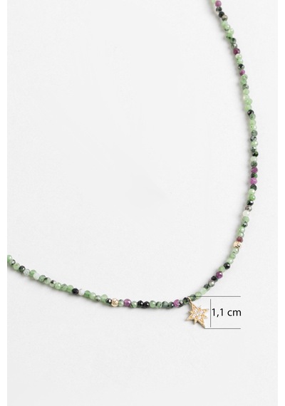 Kutup Yıldızı Figürlü Turmalin Taşlı 41 Cm 14 Ayar Altın Kolye