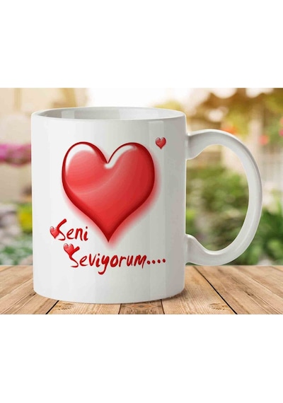 Sevgililer Günü Seni Seviyorum Kalpli Kupa Bardak Çok Renkli
