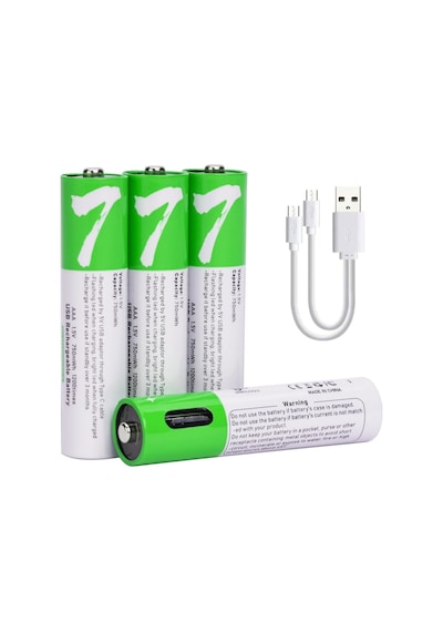 Usb Aaa Lityum İyon Şarj Edilebilir Pil, Yüksek Kapasiteli 1.5v 750mwh Şarj Edilebilir Aaa Pil,