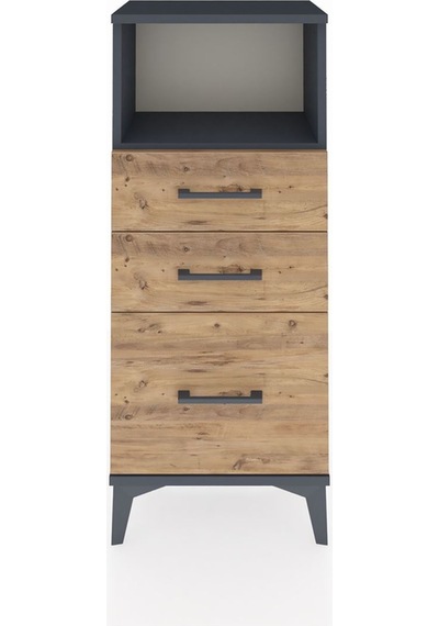 Arges Komodin Tek Raflı 3 Çekmeceli 44x30x106 Antrasit-çam Antrasit
