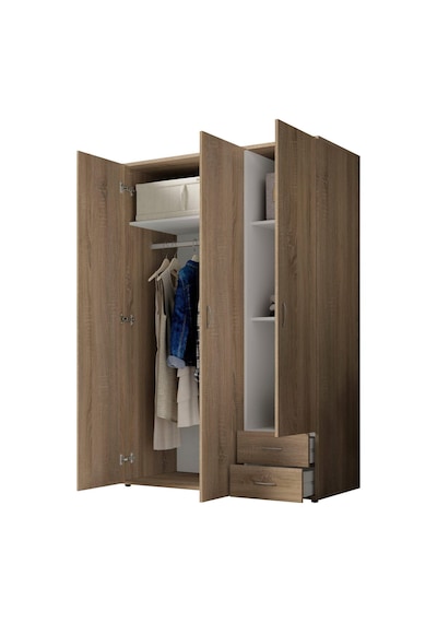 Ahu Giyinme Dolabı - Çok Amaçlı Dolap - Gardırop 120 Cm-3 Kapaklı-2 Çekmeceli