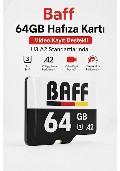 64 Gb Micro Sd Kart U3 A2 4k Ultra Hd Destekli Yüksek Hızlı Hafıza Kartı Güvenlik Kamerası & Araç Kamerası Uyumlu