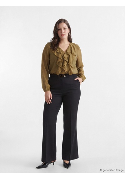 Lcw Modest Siyah Standart Fit Toka Detaylı Kadın Pantolon