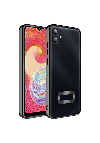 Galaxy A06 Uyumlu Kılıf Kamera Korumalı Logo Gösteren Zore Omega Kapak-siyah Siyah