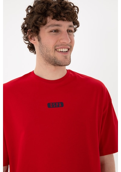 U.S. Polo Assn. Erkek Oversize Fit Bisiklet Yaka Kırmızı Tişört 50305923-VR030