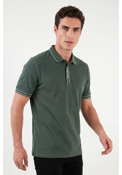 Buratti Pamuklu Regular Fit Yarım Fermuarlı Polo T Shirt Erkek Polo Yaka T Shirt 5904073 Nefti