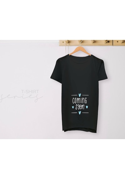 Bk Gift Espri Tasarımlı Siyah Hamile Tişörtü, Hamileye Hediye, Yeni Anne Hediyesi, Arkadaşa Hediye-14 001