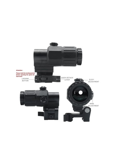 Magnifier 5x Yakınlaştırmalı Dürbün 22mm Ray Uyumlu, Katlanır Yaylı Ayaklı