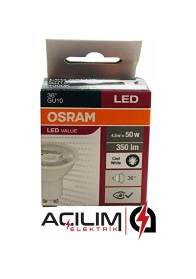 10 Adet Osram 4,5W 50W Gu10 Duy 4000K Gün Işığı Led Spot Ampul