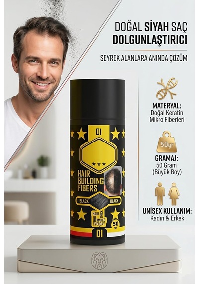 Tr Saç Dolgunlaştırıcı Topik Toz Siyah 50gr Anında Gür Saçlar İçin Fiber Tozu 721496