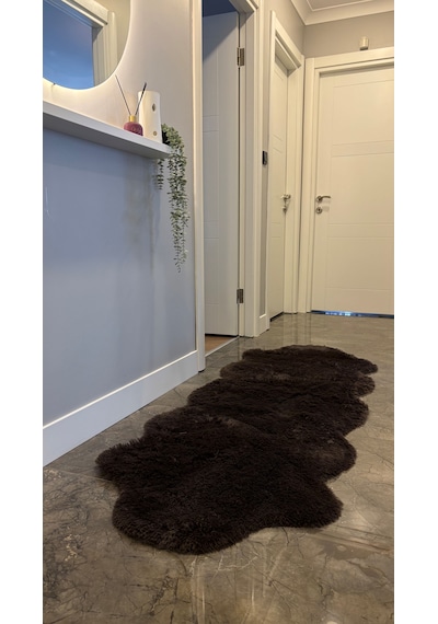 Tavşan Kahverengi Yumuşak Dokulu Peluş Halı Çift Kafa Post