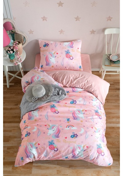 Eponj Home Kolay Ütülenir Nevresim Takımı Tek Kişilik Magical Pembe