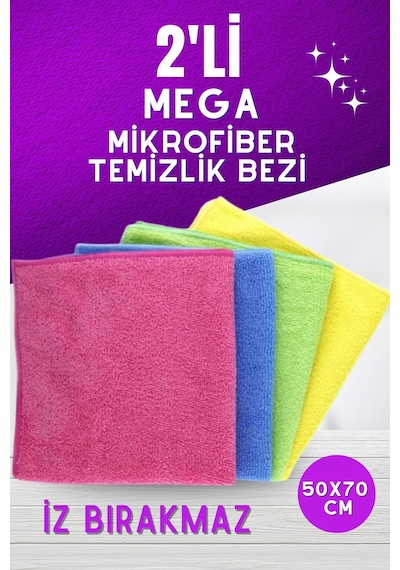 Grimorlife 2'li İz Bırakmayan Mikrofiber Mega Boy Yer Temizlik Bezi 50x70 Cm
