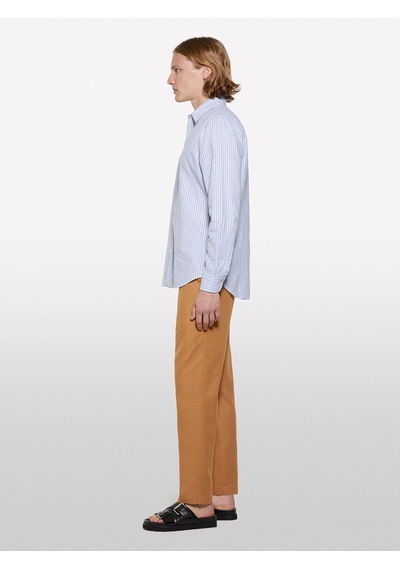 Sisley Keten Karışımlı Çizgili Regular Fit Gömlek Erkek Beyaz Gömlek - 325p51fcsq03g