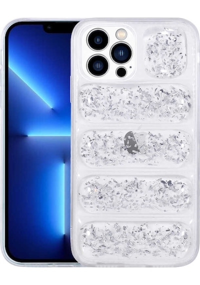 Ardemix Apple Uyumlu iPhone 12 Pro Kamera Korumalı Simli Aihttg'li Dalga Kılıf gümüş Gümüş