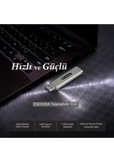 Transcend TS2TESD320A 2 TB USB Gizlenebilir Başlıklı Taşınabilir Disk