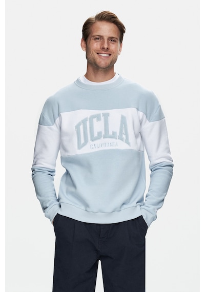 Ucla Archer Mavi Bisiklet Yaka Nakışlı Loose Fit Erkek Sweatshirt Mavi