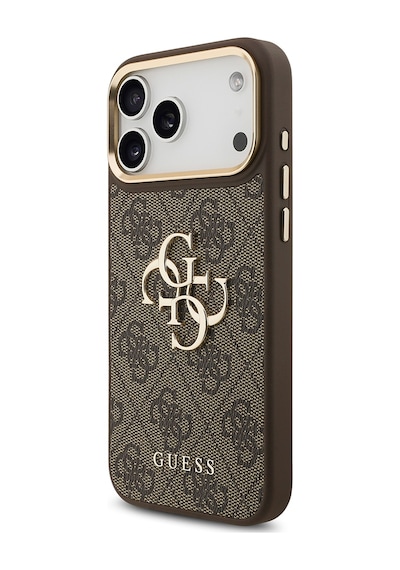 Apple iPhone Uyumlu 18 Pro Max Kılıf Guess  Lisanslı 4g Büyük Metal Logolu Kalın Askılı Kapak Kahverengi