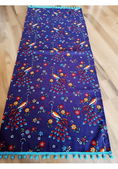 Mavi Ponponlu Tavuskuşu Divitin Runner Mor