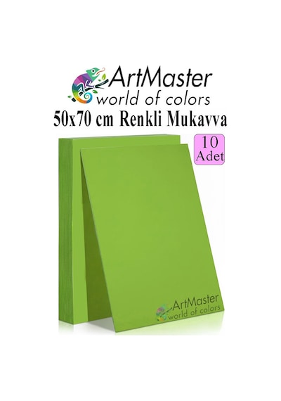 Yeşil Renkli Mukavva 50x70 Cm 10 Adet 1 Paket Renkli Sert Karton 1.0 Mm Anasınıfı Hobi Etkinlik Okul Öncesi Elişi
