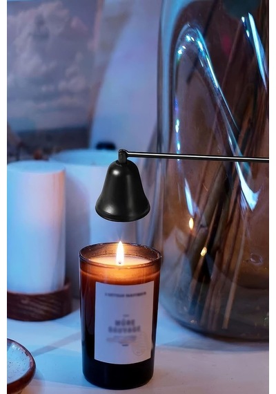 Çelik Siyah 24 Cm Dekoratif Çan Dizayn Saplı Mum Söndürücü Cin818sy Çok Renkli