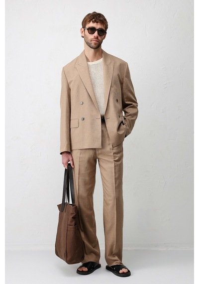 Antioch Keten Karışımlı Erkek Baggy Pantolon Vizon