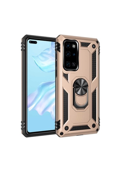 Huawei P40 Kılıf Sert Silikon Yüzüklü Stand Özellikli Kapak