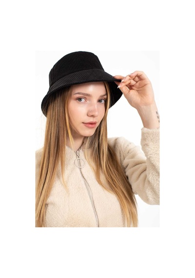 Ladycolor Şapka Kadife Bucket Siyah