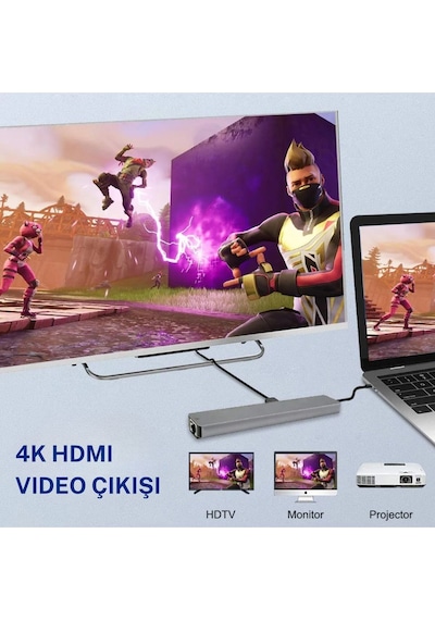 Usb Type-c Hub Dönüştürücü Çevirici Çoklayıcı Usb Hdmı Micro Sd 8