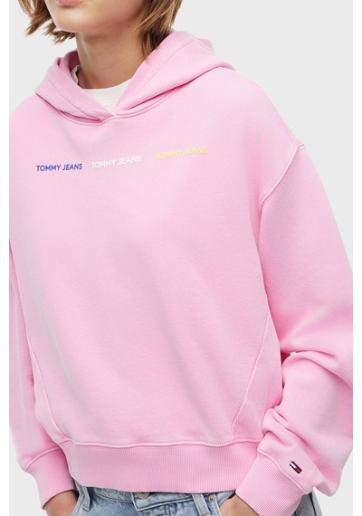 Tommy Jeans Logolu Regular Fit Kapüşonlu Sweat Kadın Sweat Dw0dw22906 Tou Pembe