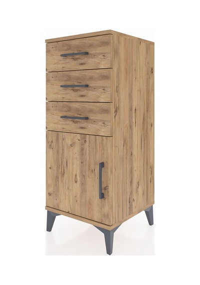 Hyperion Komodin Tek Raflı 3 Çekmeceli Tek Kapaklı 44x44x106 Çam-çam Atlas Çam