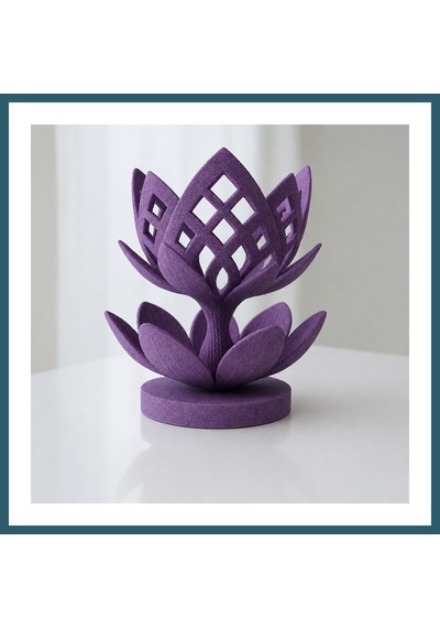 Bezos 3d Baskı Lotus Çiçeği Mumluk - Dekoratif Tealight Mumluk-mor Ob