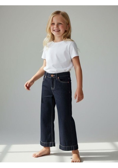 Zekids Kız Çocuk Modern Straight Fit Denim Pantolon-16768 Çok Renkli