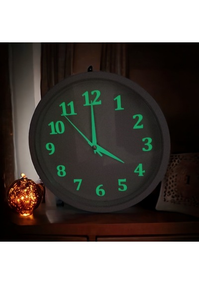 Fosforlu Gece Parlayan Beyaz Salon Mutfak Ofis Duvar Saati 22 Cm Beyaz