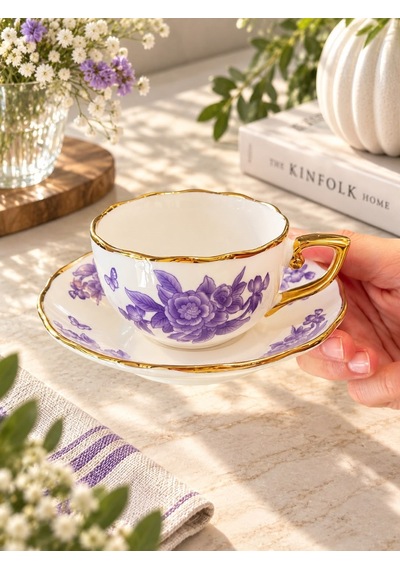 2 Kişilik Spring Purple Kahve Fincanı Seti-7618 Çok Renkli