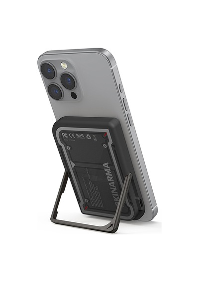 Skinarma Nexus Mecha Kablosuz Powerbank Ve Pd Hızlı Şarj Özellikli Metal Standlı 20w 5000mah Siyah