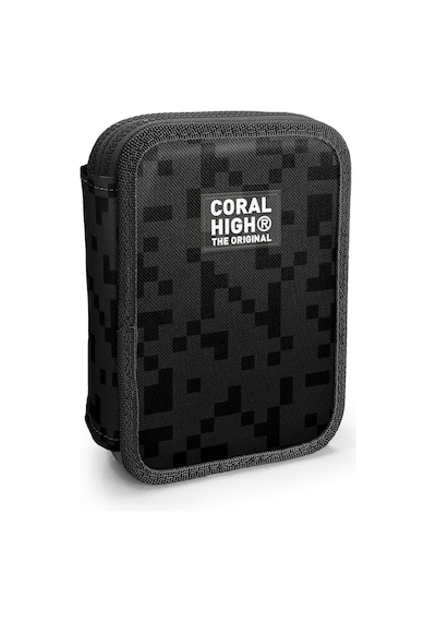 Coral High Kids Siyah Blok Desenli Çift Katlı Kalem Çanta 31118 Siyah